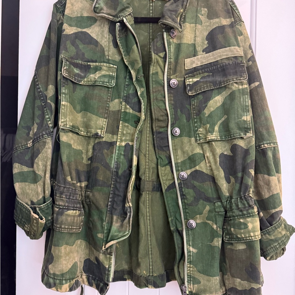 Free People Green Camouflage Utility Jacket
